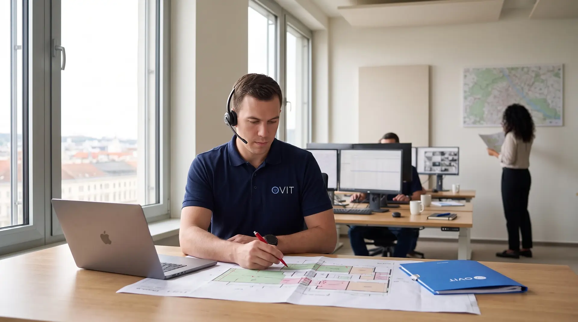 OVIT operations lead reviewing a site plan